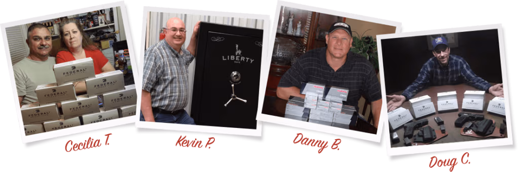 A collage of responsibly armed Americans who have won USCCA giveaways
