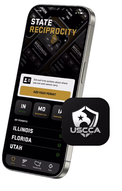 USCCA Concealed Carry app on a mobile phone
