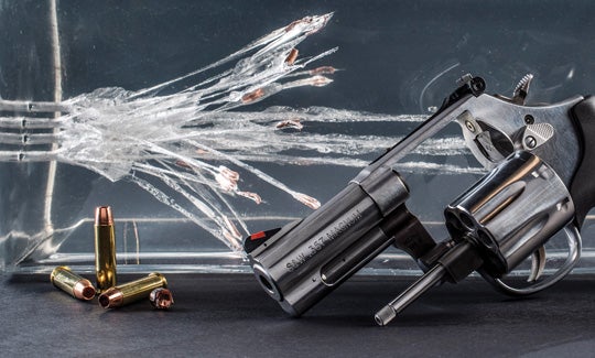 frangible round through ballistics gel with revolver